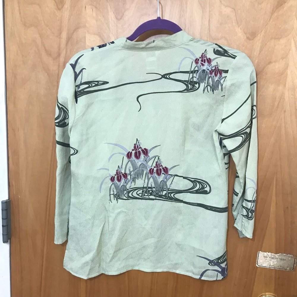 NEW NWT Citron Santa Monica lt green silk top blouse shirt PXS - Picture 2 of 10